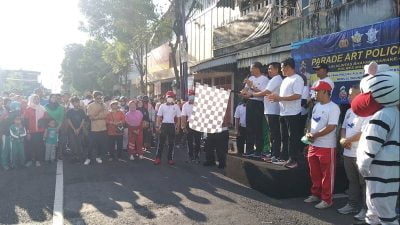 HUT Lalu Lintas Bhayangkara Ke – 67, Polres Magetan Gelar Jalan Sehat dengan Ribuan Peserta