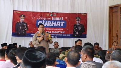 Pengobatan Gratis Hingga Salurkan Bantuan Sosial, Warnai Jumat Curhat Polres Magetan di Mojopurno