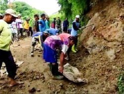 Tebing Longsor Tutup Jalan di Desa Sendangagung, Warga Guyub Rukun Bersihkan Material