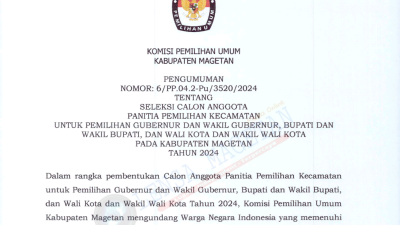 KPU Magetan Resmi Buka Pendaftaran Panitia Pemilihan Kecamatan